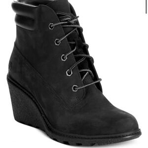 Timberland Amston Black Nubuck Wedge Ankle Boots